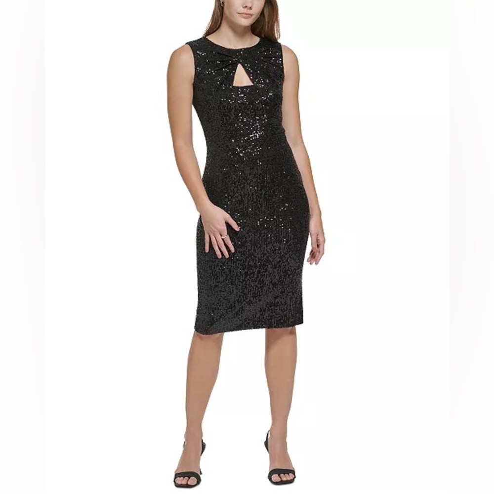 Calvin Klein Women’s Black Sequin Cocktail Dress Size 10P